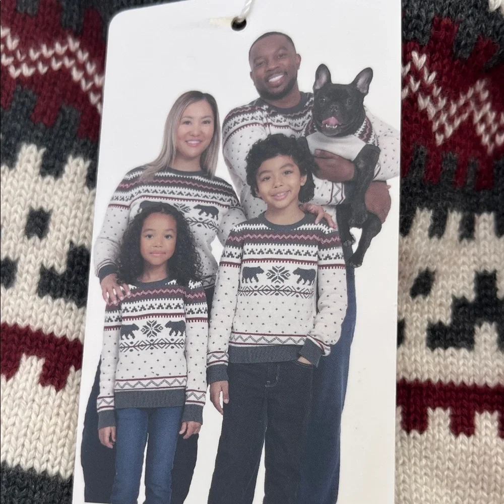 Lands' End Black and Cream Holiday Sweater XL Dog  NWT